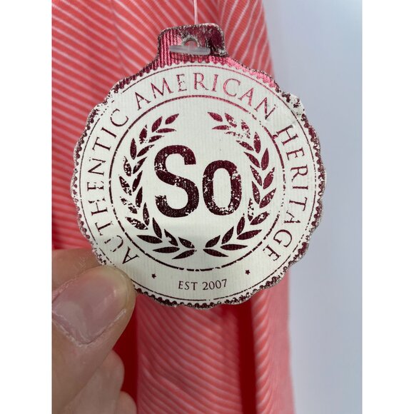 SO Elastic Waist Pull On Mini Skater Skirt Women Medium Peach White Feminine NEW - Picture 4 of 9